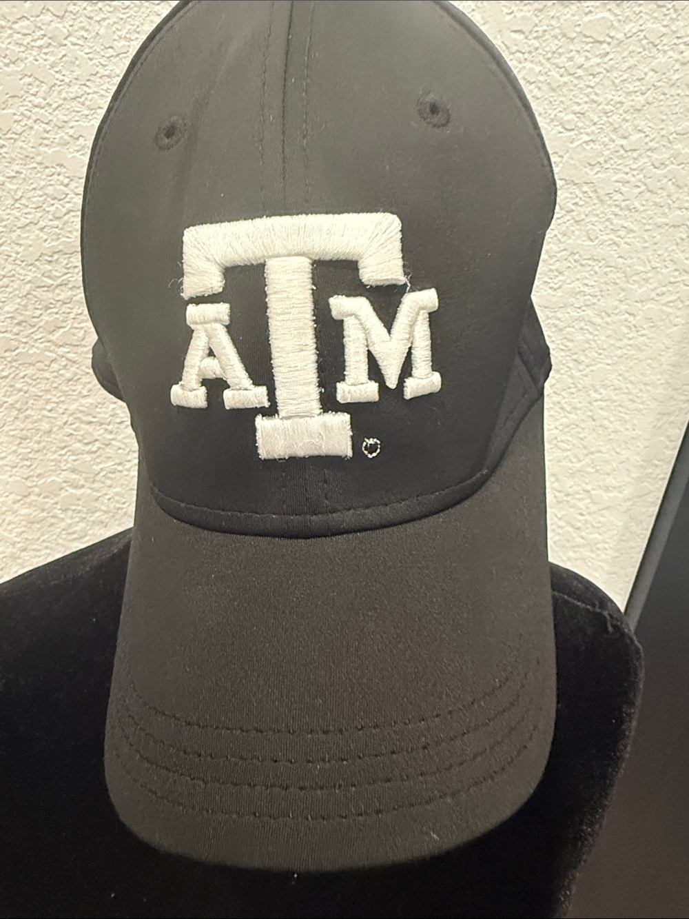 New Era Black Hat with White A&M Logo